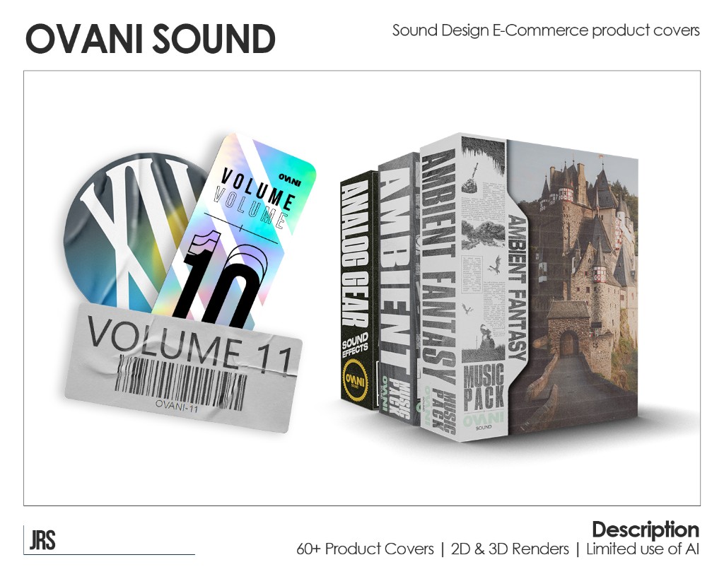 Ovani Sound — e-commerce product covers, 2D stickers and 3D pack renders